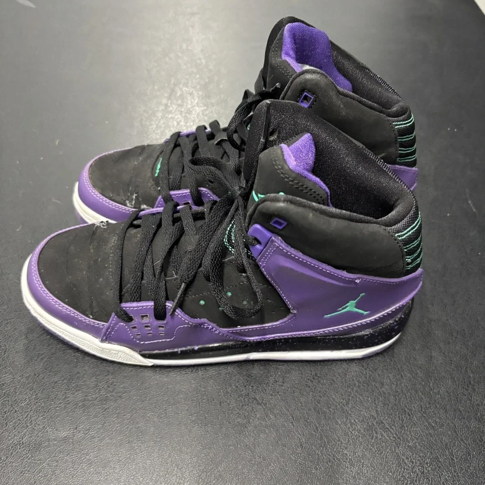 Nike Air Jordan SC-1 Flight Kids Shoes Size 6.5y Black‎ Teal Purple